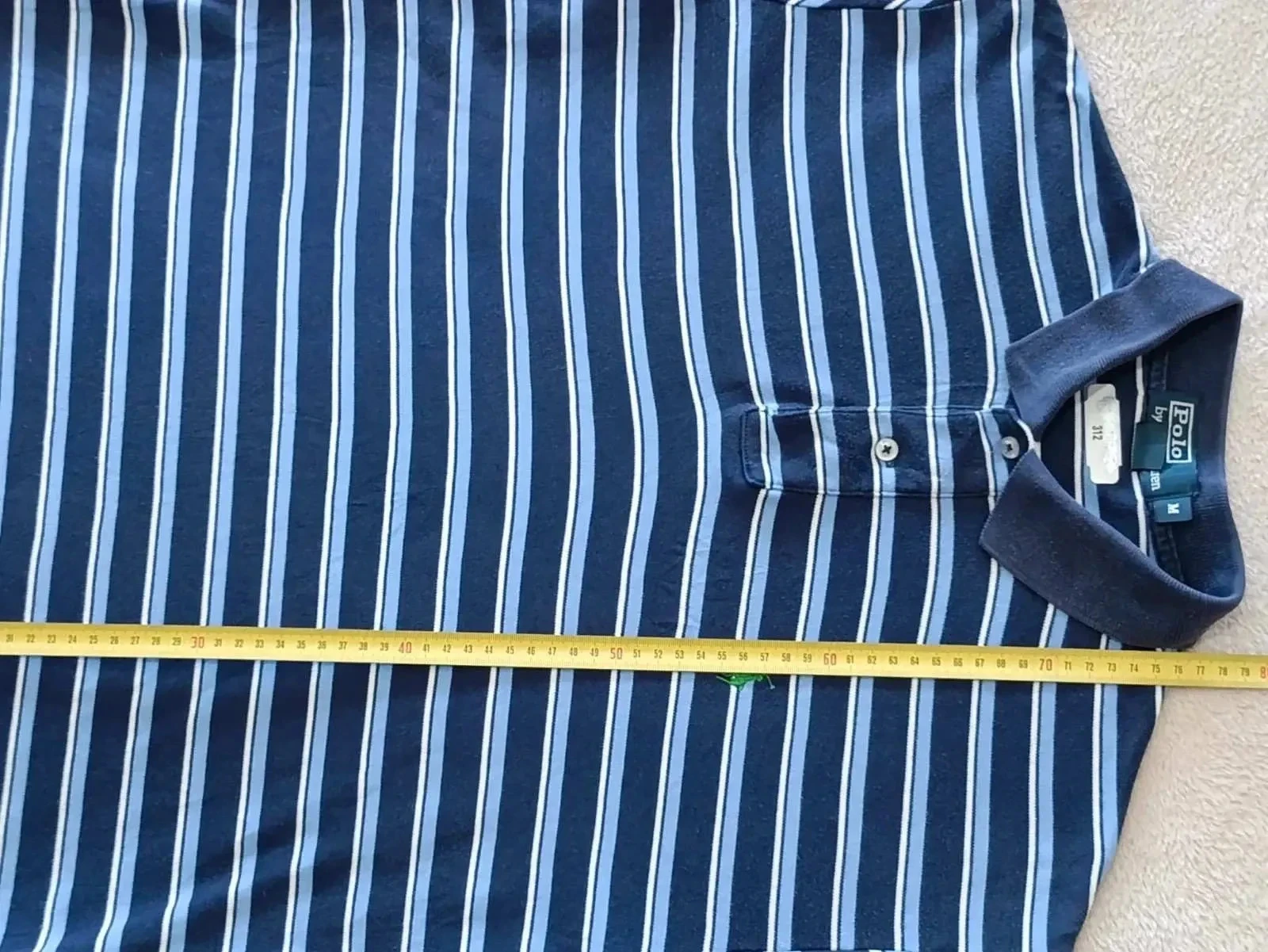 Polo Ralph Lauren marine met blauwe en witte strepen, groen geborduurd logo, maat M – photo 15